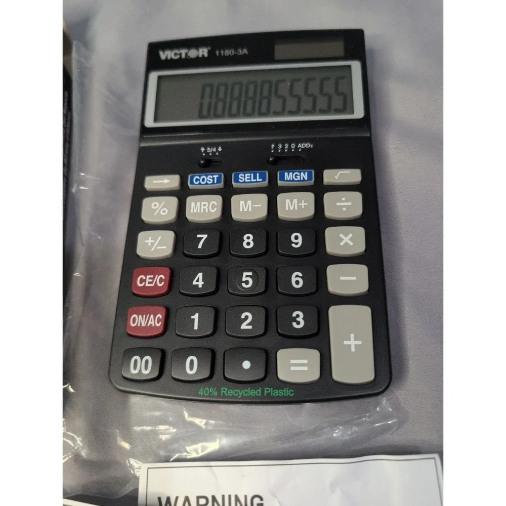 Victor 11803A Business Calculator 12-Digit LCD Solar Battery‎ Black
